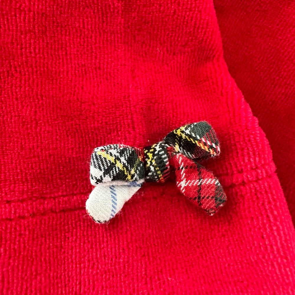 JACADI red velours pajamas with tartan collar in size 4 - Picture 2 of 13